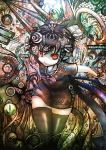  abstract bad_id black_hair highres houjuu_nue koohee polearm psychedelic red_eyes short_hair sibanoue solo spear surreal thigh-highs thighhighs touhou trident weapon wings zettai_ryouiki 