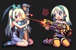  bail battle beam blonde_hair blue_eyes cosplay gun hair_ribbon hairband homeworld homeworld_2 long_hair personification pointy_ears red_eyes ribbon simple_background space_craft tears thigh-highs thighhighs weapon wince 