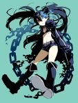  black_rock_shooter black_rock_shooter_(character) boots chain chains fire hidaka_fuuro midriff scar twintails 