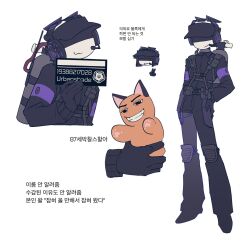  1other :3 air_zizon baseball_cap belt black_belt black_bodysuit black_gloves black_hat bodysuit expendable_(pressure) gloves hat headphones highres korean_text meme pouch pressure_(roblox) roblox roblox_man_face_(meme) simple_background translation_request white_background 