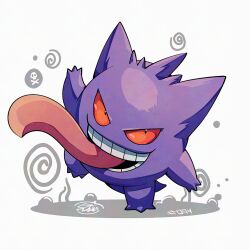  colored_sclera colored_skin full_body gengar looking_at_viewer mistray-art no_humans numbered open_mouth pokemon pokemon_(creature) purple_skin red_sclera signature simple_background solo tongue tongue_out white_background 