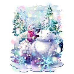  1girl antenna_hair artist_request bird_girl bird_wings blonde_hair boots bow brown_gloves building_snowman cabin child choker closed_mouth clouds cloudy_sky colored_tips day dress earmuffs feathered_wings filolial fitoria_(tate_no_yuusha_no_nariagari) frilled_dress frills full_body fur-trimmed_gloves fur-trimmed_jacket fur_trim game_cg glove_bow gloves gradient_clothes gradient_dress grey_hair grey_sky grid_print igloo jacket knee_boots layered_dress leg_up light_particles long_dress long_sleeves looking_at_viewer multicolored_hair official_alternate_costume official_art outdoors pine_tree pink_bow pink_choker pink_dress pink_eyes pink_scarf plaid_clothes plaid_scarf print_scarf purple_jacket scarf short_hair simple_background sky smile snow_animal snow_on_tree snow_shelter snowflakes snowing solo sparkle standing tate_no_yuusha_no_nariagari tate_no_yuusha_no_nariagari_rerise transparent_background tree white_boots white_dress white_wings wings 