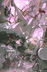  1girl black_dress black_eyes blonde_hair bloomers bottle card cup dress elbow_gloves full_body gloves hat high_heels highres holding indoors long_hair looking_at_viewer lying makeup on_back original picture_frame playing_card puffy_short_sleeves puffy_sleeves red_lips red_ribbon ribbon sample_watermark shankouya shoes short_sleeves socks solo stuffed_animal stuffed_rabbit stuffed_toy table teacup unworn_hat unworn_headwear upside-down very_long_hair watermark weibo_username weibo_watermark white_bloomers white_gloves white_socks 