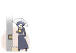 box cardboard_box dog long_skirt rain school_uniform skirt solo touhou umbrella ume_(noraneko) yasaka_kanako