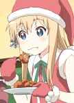  1girl animated blonde_hair blue_eyes chewing eating food plate santa_costume toshinou_kyouko yuru_yuri 