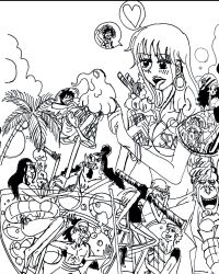  food giant giantess highres ice_cream marcusstalls94 monkey_d._luffy nami_(one_piece) nico_robin one_piece roronoa_zoro 