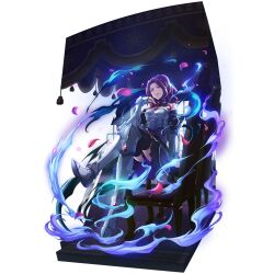  1girl armor armored_boots artist_request bare_shoulders black_choker black_skirt black_sleeves black_thighhighs boots bracer breasts cape choker couter crossed_legs dark detached_sleeves dress frilled_choker frills full_body game_cg gem gold_armband gold_trim greaves green_eyes hand_up indoors looking_at_viewer malty_s_melromarc medium_breasts medium_hair miniskirt official_art parted_lips pleated_skirt poleyn purple_choker purple_dress red_gemstone red_hair sabaton short_cape sidelocks simple_background sitting skirt skirt_under_dress sleeveless sleeveless_dress smile smoke solo strapless strapless_dress tate_no_yuusha_no_nariagari tate_no_yuusha_no_nariagari_rerise thigh-highs transparent_background two-tone_choker v-shaped_eyebrows vambraces weapon white_cape zettai_ryouiki 