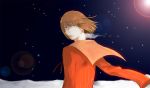  fiamma_of_the_right night orange_eyes orange_hair robe short_hair sky snow star to_aru_majutsu_no_index 