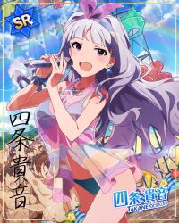 bikini character_name grey_hair idolmaster_million_live!_theater_days long_hair red_eyes shijou_takane smile