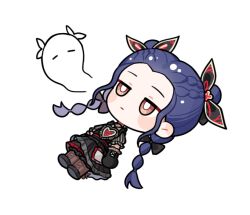  1girl artist_request black_bow black_dress black_gloves blue_hair blush_stickers boots bow braid bright_pupils brown_boots brown_bow brown_eyes chibi clenched_hands closed_mouth cross-laced_clothes cross-laced_gloves double_bun dream-like_night_(infinity_nikki) dress footwear_bow forehead frilled_dress frilled_gloves frilled_sleeves frills giving_up_the_ghost gloves gothic_lolita grey_shirt hair_bow hair_bun half-closed_eyes heart heart_print infinity_nikki knee_boots lace-up_boots lolita_fashion long_hair looking_ahead low_twin_braids lying medium_dress multiple_braids multiple_hair_bows nikki_(series) official_art on_back pinafore_dress pocket print_dress puffy_short_sleeves puffy_sleeves shirt short_sleeves sleeveless sleeveless_dress solo striped_clothes striped_shirt transparent_background twin_braids unamused vertical-striped_clothes vertical-striped_shirt very_long_hair white_pupils 