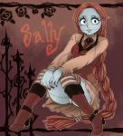  braid brown_hair glasgow_smile ichiban_shibori monster_girl nail_polish panties pantyshot_sitting red_eyes sally_(nbc) scar stitches the_nightmare_before_christmas underwear upskirt zombie 