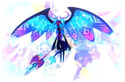  +_+ antlers blue_sclera colored_sclera commentary_request crystal full_body furry genwel_meteonelfilis highres holding holding_staff horns kakao_(kakao_san9) kirby_(series) kirby_and_the_forgotten_land partial_commentary solo spoilers staff star-crossed_world tail wing_ears zoom_layer 