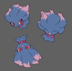  closed_eyes closed_mouth colored_sclera commentary full_body ghost highres looking_at_viewer misdreavus no_humans open_mouth pokemon pokemon_(creature) pokemon_focus red_eyes red_sclera shisantian simple_background smile symbol-only_commentary yellow_sclera 