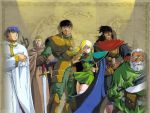  armor axe beard black_hair blonde_hair cape cloak deedlit elf etoh facial_hair ghim jpeg_artifacts long_hair parn pointy_ears record_of_lodoss_war slayn smile staff sword weapon white_hair woodchuck 