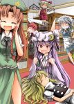  braid commentary_request flandre_scarlet frpjx283 gaoo_(frpjx283) head_wings hong_meiling izayoi_sakuya kirisame_marisa knife knifed koakuma long_hair maid maid_headdress multiple_girls open_mouth patchouli_knowledge purple_eyes purple_hair red_hair redhead sharp_teeth short_hair silver_hair smile the_embodiment_of_scarlet_devil throwing_knife touhou twin_braids violet_eyes weapon wings 