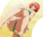  barefoot bikini feet highres ibis_douglas kobayashi_akemi orange_hair purple_eyes screencap side-tie_bikini stitched super_robot_wars super_robot_wars_og_the_inspector super_robot_wars_original_generation swimsuit toes violet_eyes 