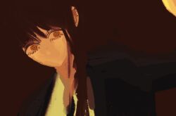  1girl black_coat black_necktie chainsaw_man coat makima_(chainsaw_man) necktie no_mouth red_hair ringed_eyes shirt solo suke_lover2 white_shirt yellow_eyes 