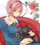  grey_rose kaenbyou_rin kaenbyou_rin_(cat) komeiji_satori pink_hair red_rose rose safai smile touhou yellow_rose 