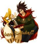  art bang_shishigami blazblue bunny_ears grin happy_birthday noco official sake scar scarf shishigami_bang taokaka wink 