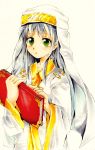  cape green_eyes grey_hair habit highres index long_hair nun robe safety_pin to_aru_majutsu_no_index yoshiichi_(yosiichi) 