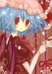  bad_id blue_hair kusa red_eyes remilia_scarlet solo touhou wings 