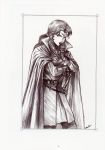  absurdres cape highres monochrome record_of_lodoss_war 