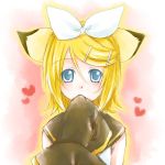  blonde_hair blue_eyes hair_ornament hairclip heart kagamine_rin kemonomimi_mode lowres short_hair sleeves_past_wrists solo vocaloid 