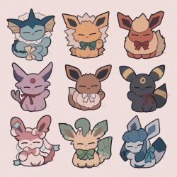  :< :o animal_focus animal_hands black_fur blue_bow blue_fur bow brown_fur chibi closed_eyes eevee espeon facial_mark fins fish_tail flareon forehead_jewel forehead_mark full_body glaceon green_bow green_fur hashtag-only_commentary head_fins highres jolteon leaf leafeon looking_at_viewer neck_fur no_humans orange_fur pink_fur pokemon pokemon_(creature) pokemon_focus purple_fur red_bow red_ribbon ribbon rii_a sidelocks simple_background sitting spiked_tail sylveon tail umbreon vaporeon white_background white_bow white_fur yellow_bow yellow_fur 