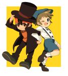  brown_eyes brown_hair caterpillar_(artist) child cosplay endou_mamoru hat headband hershel_layton hershel_layton_(cosplay) inazuma_eleven inazuma_eleven_(series) luke_triton luke_triton_(cosplay) professor_layton shiratama_shima short_hair tachimukai_yuuki top_hat 