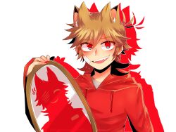  1boy animal_ears animated animated_gif animification bandage_on_face bandages brown_hair cat_ears commentary copycat_(vocaloid) edd_(eddsworld) eddsworld english_commentary green_eyes hair_ears holding holding_mirror hollow_eyes hood hood_down hoodie kemonomimi_mode looking_at_viewer male_focus matt_(eddsworld) mirror molechan open_mouth parody red_eyes red_hoodie short_hair silhouette simple_background smile solo tom_(eddsworld) tord_(eddsworld) upper_body violet_eyes white_background 