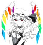  bust face flandre_scarlet hat partially_colored pout red_eyes side_ponytail sketch solo the_embodiment_of_scarlet_devil touhou wings wtuw 