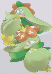  chromatic_aberration commentary_request full_body grey_background highres lilligant multiple_views no_humans orange_eyes ouran pokemon pokemon_(creature) simple_background 