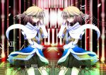  blonde_hair dual_persona green_eyes hazuki_rui highres mizuhashi_parsee multiple_girls pointy_ears short_hair symmetry touhou 