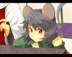  animal_ears bare_shoulders blush bridal_gauntlets close-up face grey_hair hands letterboxed mouse mouse_ears mouse_tail multiple_girls nazrin red_eyes short_hair sweatdrop sweater tail toramaru_shou touhou tsukinami_kousuke 