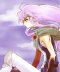  faris_scherwiz female final_fantasy final_fantasy_v gloves headband long_hair lowres ohri profile purple_hair reverse_trap scarf sitting solo wind 