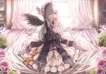  curtains dress flower frills gothic_lolita hairband hydrangea kunkun lolita_fashion lolita_hairband lolita_headband rozen_maiden shiokonbu silver_hair suigintou window wings 