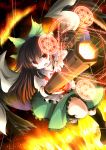  arm_cannon bow brown_hair hair_bow highres inyu inyucchi long_hair magic_circle red_eyes reiuji_utsuho solo third_eye touhou weapon wings 