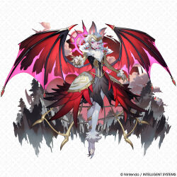  1girl absurdres alternate_form animal_ears artist_request aura bat_ears bat_girl bat_wings black_dress breasts choker claws closed_mouth commentary dark_aura dark_persona dress english_commentary fangs fire_emblem fire_emblem_heroes fire_emblem_shadows fur_trim halo halo_behind_head headpiece highres looking_at_viewer monsterification neck_fur official_art red_choker solo veronica_(fire_emblem) veronica_(reticent_one)_(fire_emblem) violet_eyes white_hair wings 