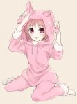  bad_id barefoot bunny_costume hood pink pink_eyes pink_hair ranosaku short_hair sleep_wear sleepwear to_aru_majutsu_no_index tsukuyomi_komoe 