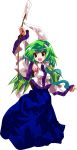 absurdres blush breasts frog gohei green_hair grey_eyes hair_ornament highres kochiya_sanae long_hair long_skirt open_mouth oyu_no_kaori skirt snake touhou transparent_background