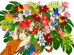  butterfly flower flower_request hair_flower hair_ornament hibiscus highres lotus original sakisato_kiriko solo 