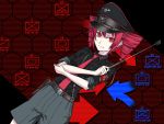  crossed_arms directional_arrow drill_hair hat hexagon kasane_teto map military military_uniform necktie pink_hair red_eyes riding_crop rod sleeves_rolled_up solo sukua tk28 uniform utau 