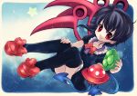  asymmetrical_wings bad_id biyon black_hair black_legwear black_thighhighs dress houjuu_nue red_eyes short_hair solo thigh-highs thighhighs touhou ufo wings 