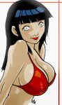  1girl 2008 :p bikini black_hair breasts cleavage ganassa highres hyuuga_hinata long_hair naruto solo swimsuit tongue 
