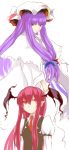  bad_id bat_wings crescent hat head_wings koakuma long_hair looking_up mimizuma multiple_girls patchouli_knowledge purple_hair red_hair redhead the_embodiment_of_scarlet_devil touhou wings 