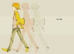  blonde_hair closed_eyes hand_in_pocket kagamine_len male open_jacket open_mouth ponytail short_hair solo vocaloid 