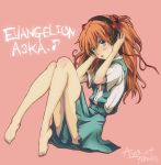  barefoot blue_eyes feet headphones legs musical_note nagisa-a neon_genesis_evangelion school_uniform simple_background sitting solo soryu_asuka_langley souryuu_asuka_langley twintails 