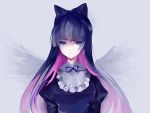  angel_wings blue_eyes blue_hair expressionless hair_ribbon multicolored_hair panty_&amp;_stocking_with_garterbelt pink_hair ribbon simple_background slit_pupils solo stocking_(character) stocking_(psg) tear tears two-tone_hair wings younaty 