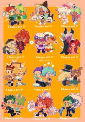  1other 3: 6+girls :d :p @_@ ^_^ absurdres aloe_cookie android animal_ear_fluff animal_ears antenna_hair apron aqua_flower arms_at_sides arrow_(projectile) bandana bandana_around_neck bare_arms bare_shoulders basket beet_cookie beet_cookie_(blooming_chef_de_partie) bellflower_cookie biantaishi1 birthday_cake_cookie black_gloves black_hat black_horns black_pants black_shirt black_shoes black_tail blonde_hair blue_eyes blue_hair blunt_ends border bow_(weapon) braid braided_ponytail brown_apron brown_dress brown_gloves brown_hat brown_pants brown_shirt brown_vest butter_pretzel_cookie candle candy carrot carrot_cookie carrot_cookie_(floral_chef_de_cuisine) center-flap_bangs character_request cheesecake_cookie chibi chibi_only chili_pepper_cookie closed_eyes closed_mouth colored_tips commentary cookie_run cookie_run:_kingdom cookie_run:_ovenbreak copyright_name cotton_candy croissant_cookie cyborg_cookie dark-skinned_female dark_enchantress_cookie dark_skin demon_girl demon_horns dot_nose double-parted_bangs double_bun dreadlocks dress earrings eating eggplant english_text envelope fang firecracker_cookie flower flower_pot flying_sweatdrops food food-themed_hair food-themed_hat forehead frilled_sleeves frills full_body gloves goggles goggles_on_head green_apron green_eyes green_hair green_hat green_skirt grey_hair hair_behind_ear hair_between_eyes hair_bun halftone halo hand_on_own_hip hands_in_opposite_sleeves hat hat_ornament heart heart-shaped_eyes heart_hat_ornament highres holding holding_bow_(weapon) holding_carrot holding_cotton_candy holding_envelope holding_food holding_knife holding_paint_palette holding_sandwich holding_spoon holding_watering_can holding_weapon horns humanization japanese_clothes jelly_bean jewelry kimono knife latte_cookie leaf leaf_earrings long_dress long_hair long_sleeves looking_at_another looking_at_flowers looking_at_food looking_at_viewer low_ponytail low_twintails medium_skirt multicolored_hair multiple_boys multiple_girls notice_lines official_alternate_costume official_alternate_hair_length official_alternate_hairstyle open_mouth orange_background orange_border orange_eyes outside_border paint_palette pale_skin pants parted_bangs party_hat pelvic_curtain pink_flower pomegranate_cookie ponytail puffy_long_sleeves puffy_sleeves purple_hair purple_hat rabbit_ears rabbit_tail red_bandana red_eyes red_hair red_kimono reverse_trap sandwich sandwich_cookie_(cookie_run) scar scar_on_face scar_on_forehead scorpion_cookie shirt shoes short_hair short_ponytail simple_background single_hair_bun sitting skirt skull_print sleeveless sleeveless_shirt smile spinach_cookie spoken_heart spoken_x spoon standing standing_on_one_leg stirrup_legwear straight_hair striped_clothes striped_pants striped_vest sweat symbol-only_commentary tail tareme timekeeper_cookie toeless_legwear toes tongue tongue_out top_hat tsurime twintails twitter_username two-tone_hair v-shaped_eyebrows vertical-striped_clothes vertical-striped_pants vertical-striped_vest very_long_hair very_short_hair vest violet_eyes watering_can weapon white_gloves white_hair white_shirt white_shoes white_tail wide-eyed wide_sleeves witch_hat wolf_ears wolf_tail yellow_flower yellow_halo 
