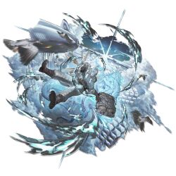  1boy absurdres aircraft airship arknights belt bird black_belt black_boots black_gloves blue_scales boots brown_eyes canister closed_mouth clouds cloudy_sky dynamic_pose firing flight_suit flying full_body furry g-suit gloves gun highres holding holding_gun holding_weapon iguana lens_flare multiple_belts official_alternate_costume official_art propeller reptile_boy safety_belt scales sky skybox_(arknights) solo tail third-party_source transparent_background usu_(9619usu) weapon 